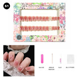 【BUY 3 Get 1 More Free】【Short Nails S1 - S50 】Machine Press on Nails 24Pcs False Nails