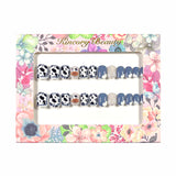 HS12 Machine Press on Nails 24Pcs Blue Cow Striped Heart Square Squoval Lovely False Nails