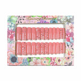 L123 Machine Press on Nails 24Pcs Pink flowers Coffin Ballerina Long False Nails