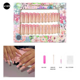 【BUY 3 Get 1 More Free】【Long Nails L101 - L150】 Machine Press on Nails 24Pcs False Nails