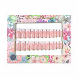 M131 Machine Press on Nails 24Pcs Pink white French pearls Coffin Medium False Nails