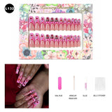 【BUY 3 Get 1 More Free】【Long Nails L101 - L150】 Machine Press on Nails 24Pcs False Nails