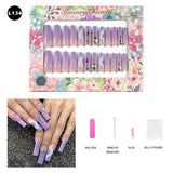 【BUY 3 Get 1 More Free】【Long Nails L101 - L150】 Machine Press on Nails 24Pcs False Nails