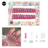 【BUY 3 Get 1 More Free】【Long Nails L101 - L150】 Machine Press on Nails 24Pcs False Nails