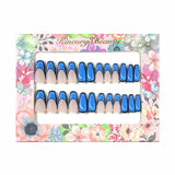 M137 Machine Press on Nails 24Pcs Blue cartoon French Coffin Medium False Nails