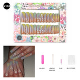 【BUY 3 Get 1 More Free】【Long Nails L101 - L150】 Machine Press on Nails 24Pcs False Nails