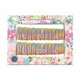 L138 Machine Press on Nails 24Pcs Colorful gradient flowers Coffin Ballerina Long False Nails