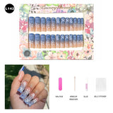 【BUY 3 Get 1 More Free】【Long Nails L101 - L150】 Machine Press on Nails 24Pcs False Nails