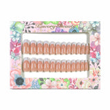 M152 Machine Press on Nails 24Pcs Pink and White Classic French Coffin Medium False Nails