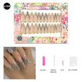 【BUY 3 Get 1 More Free】【Long Nails L151 - L200】Machine Press on Nails 24Pcs False Nails