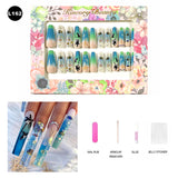 【BUY 3 Get 1 More Free】【Long Nails L151 - L200】Machine Press on Nails 24Pcs False Nails