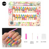 【BUY 3 Get 1 More Free】【Long Nails L151 - L200】Machine Press on Nails 24Pcs False Nails