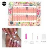 【BUY 3 Get 1 More Free】【Long Nails L151 - L200】Machine Press on Nails 24Pcs False Nails