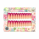 L171 Machine Press on Nails 24Pcs Red French Star Coffin Ballerina Long False Nails