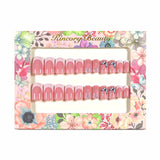 M173 Machine Press on Nails 24Pcs Pink and white French butterfly Square Medium False Nails