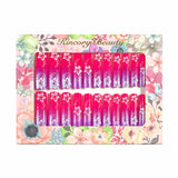 L173 Machine Press on Nails 24Pcs Red flowers Coffin Ballerina Long False Nails