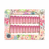 L176 Machine Press on Nails 24Pcs Pink Gradient Flower Sparkling Pink Coffin Ballerina Long False Nails