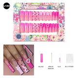 【BUY 3 Get 1 More Free】【Long Nails L151 - L200】Machine Press on Nails 24Pcs False Nails