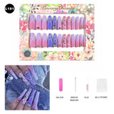 【BUY 3 Get 1 More Free】【Long Nails L151 - L200】Machine Press on Nails 24Pcs False Nails