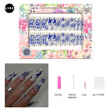 【BUY 3 Get 1 More Free】【Long Nails L151 - L200】Machine Press on Nails 24Pcs False Nails