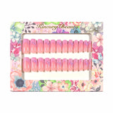 M184 Machine Press on Nails 24Pcs Pink French Flower Coffin Medium False Nails