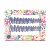 M185 Machine Press on Nails 24Pcs Silver Cat Eye Almond Medium False Nails