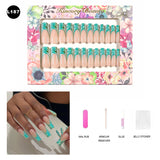 【BUY 3 Get 1 More Free】【Long Nails L151 - L200】Machine Press on Nails 24Pcs False Nails