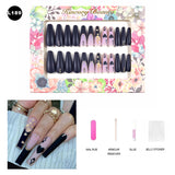 【BUY 3 Get 1 More Free】【Long Nails L151 - L200】Machine Press on Nails 24Pcs False Nails