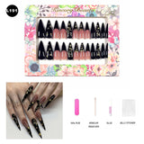 【BUY 3 Get 1 More Free】【Long Nails L151 - L200】Machine Press on Nails 24Pcs False Nails