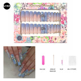 【BUY 3 Get 1 More Free】【Long Nails L151 - L200】Machine Press on Nails 24Pcs False Nails