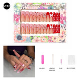 【BUY 3 Get 1 More Free】【Long Nails L151 - L200】Machine Press on Nails 24Pcs False Nails