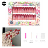 【BUY 3 Get 1 More Free】【Long Nails L151 - L200】Machine Press on Nails 24Pcs False Nails