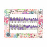 M194 Machine Press on Nails 24Pcs Purple gradient 3D butterfly star Almond Medium False Nails