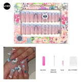 【BUY 3 Get 1 More Free】【Long Nails L151 - L200】Machine Press on Nails 24Pcs False Nails