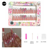 【BUY 3 Get 1 More Free】【Long Nails L151 - L200】Machine Press on Nails 24Pcs False Nails