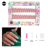 【BUY 3 Get 1 More Free】【Medium Nails M1 - M50】 Machine Press on Nails 24Pcs False Nails