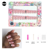 【BUY 3 Get 1 More Free】【Medium Nails M1 - M50】 Machine Press on Nails 24Pcs False Nails