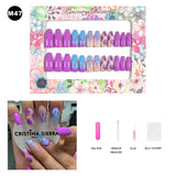 【BUY 3 Get 1 More Free】【Medium Nails M1 - M50】 Machine Press on Nails 24Pcs False Nails