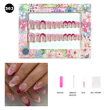 【BUY 3 Get 1 More Free】【Short Nails S51 - S84】Machine Press on Nails 24Pcs False Nails