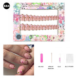 【BUY 3 Get 1 More Free】【Short Nails S51 - S84】Machine Press on Nails 24Pcs False Nails