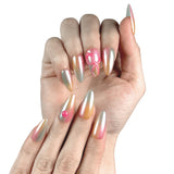 P7 Handmade Press on Nails Colorful pink bow Almond luxury Medium False Nails