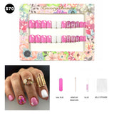 【BUY 3 Get 1 More Free】【Short Nails S51 - S84】Machine Press on Nails 24Pcs False Nails