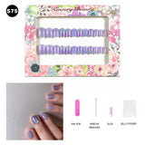 【BUY 3 Get 1 More Free】【Short Nails S51 - S84】Machine Press on Nails 24Pcs False Nails