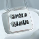 H7 HALLOWEEN NAILS Handmade Press on Nails Black French Spider Web Bone Cross Square Squoval luxury Short False Nails