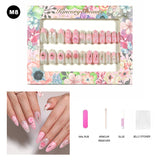 【BUY 3 Get 1 More Free】【Medium Nails M1 - M50】 Machine Press on Nails 24Pcs False Nails