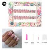 【BUY 3 Get 1 More Free】【Short Nails S51 - S84】Machine Press on Nails 24Pcs False Nails