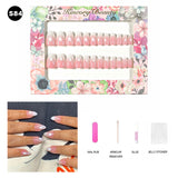 【BUY 3 Get 1 More Free】【Short Nails S51 - S84】Machine Press on Nails 24Pcs False Nails