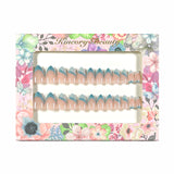 S8 Machine Press on Nails 24Pcs Blue French line glitter Almond Short False Nails