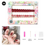 【BUY 3 Get 1 More Free】【Short Nails S1 - S50 】Machine Press on Nails 24Pcs False Nails