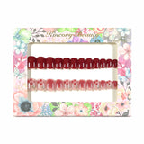 S9 Machine Press on Nails 24Pcs Red gradient flower Square Squoval Short False Nails